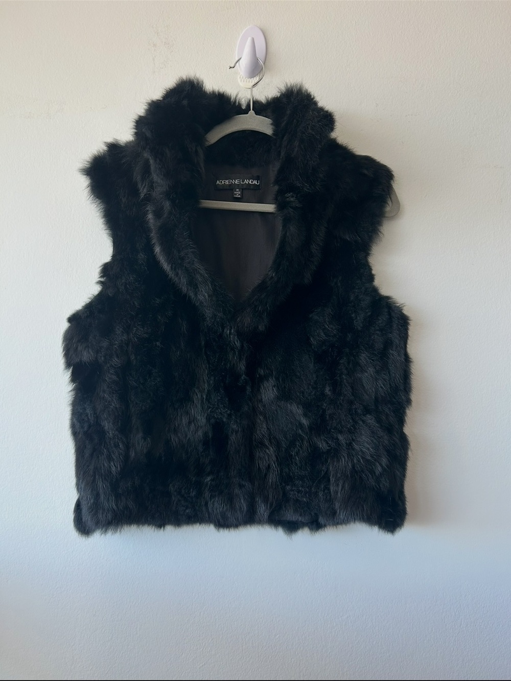 Adrienne Landau Black Rabbit Fur Vest